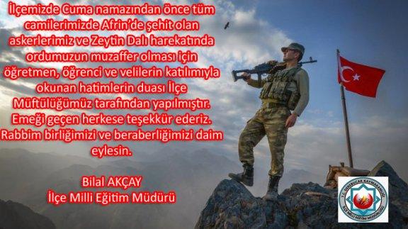 Afrin Şehitlerimiz ve Ordumuzun Muzaffer olması İçin Hatim
